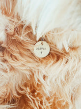 Load image into Gallery viewer, Paw Print Dog Tag, Hand Stamped Metal Pet ID Tag