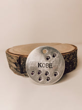 Load image into Gallery viewer, Leave Paw Prints | Hand Stamped Metal Pet ID Tag