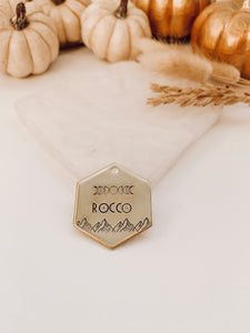 Mountain Moon Phases | Hexagon Shaped Pet ID Tag