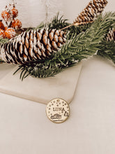 Load image into Gallery viewer, Christmas Tree Farm | Circle Hand Stamped Metal Pet ID Tag
