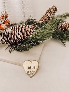 Winter Floral | Heart Shaped Metal Pet ID Tag