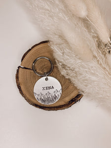 Mountain Breeze + Tall Trees | Hand Stamped Metal Pet ID Tag