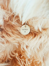 Load image into Gallery viewer, Paw Print Dog Tag, Hand Stamped Metal Pet ID Tag
