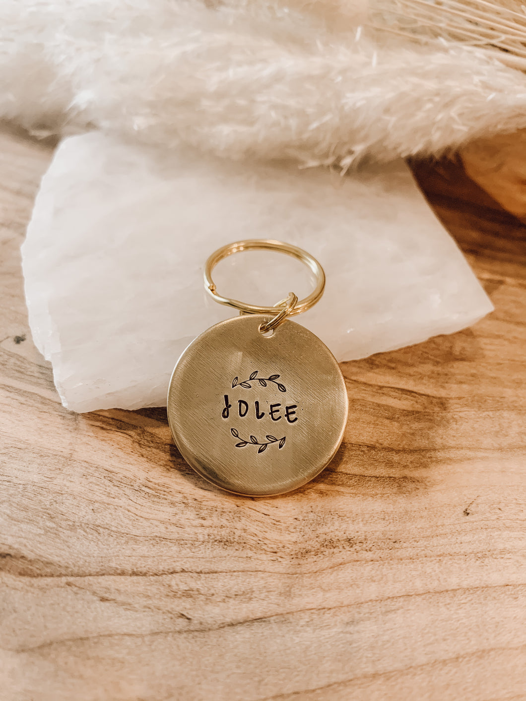 Wild Olive Branches | Hand Stamped Metal Pet ID Tag